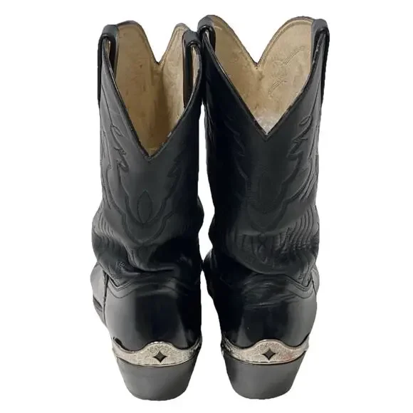 Durango Men's Black Round Toe Silver Toe Trimmed Cowboy Boots Size-10D - Picture 5 of 7